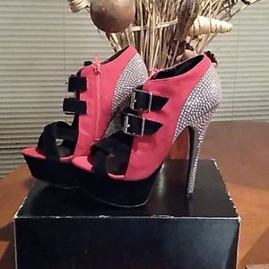 Red, black with silver heel platform
